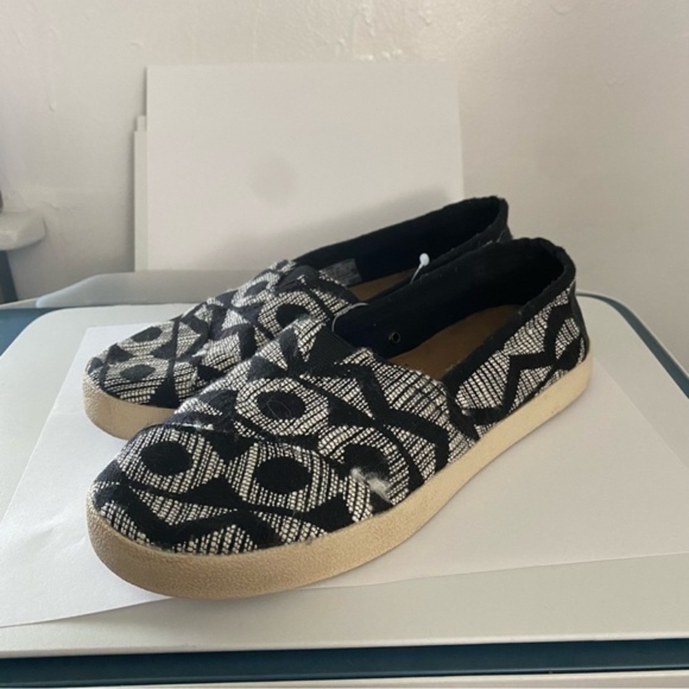 Black And Whites Toms Slide Ons sz7